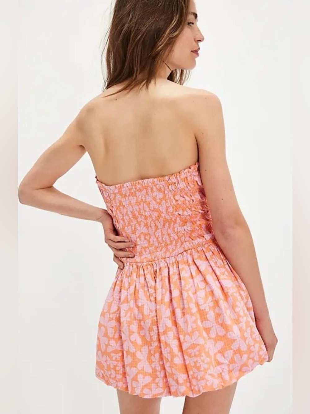 Free People Annalise Bubble Mini Dress Pink And Coral Combo NWOT Small S - Picture 2 of 7